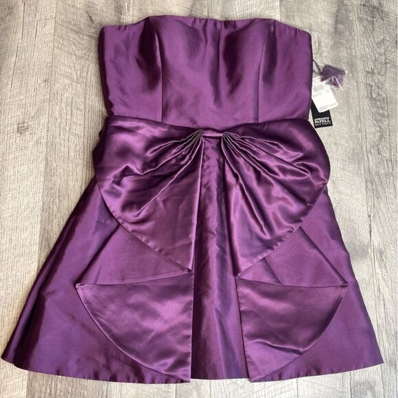 Adrianna Papell Dresses & Skirts - Adrianna Papell Cocktail Dress Womens 14 Purple Silk Sleeveless Bow Mini NEW